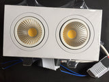Led downlight double white square Dimmable light COB Ceiling Spot Light 2x10W ceiling recessed Lights Indoor Lighting
