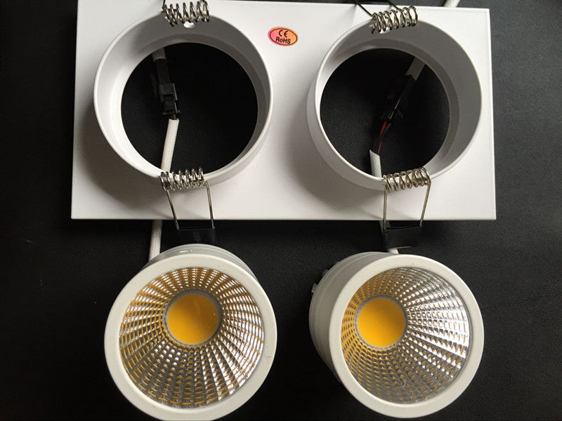 Led downlight double white square Dimmable light COB Ceiling Spot Light 2x10W ceiling recessed Lights Indoor Lighting