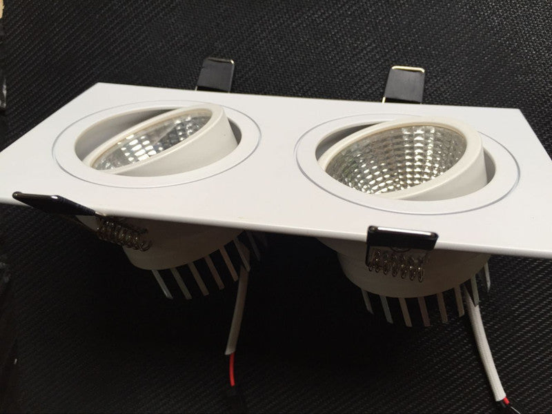 Led downlight double white square Dimmable light COB Ceiling Spot Light 2x10W ceiling recessed Lights Indoor Lighting