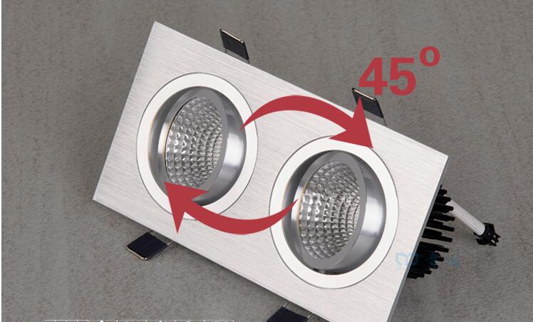 Led downlight double white square Dimmable light COB Ceiling Spot Light 2x10W ceiling recessed Lights Indoor Lighting