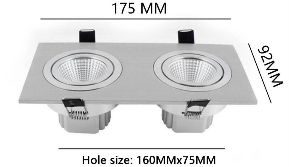 Led downlight double white square Dimmable light COB Ceiling Spot Light 2x10W ceiling recessed Lights Indoor Lighting