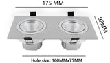 Led downlight double white square Dimmable light COB Ceiling Spot Light 2x10W ceiling recessed Lights Indoor Lighting