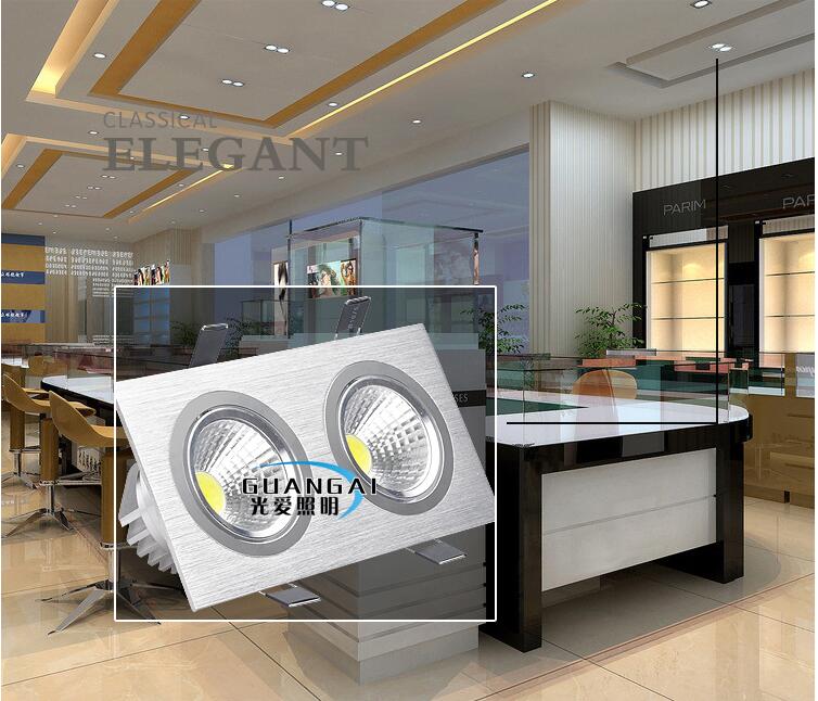 Led downlight double white square Dimmable light COB Ceiling Spot Light 2x10W ceiling recessed Lights Indoor Lighting