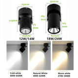 Dimmable LED Downlight 220V Adjustable Spotlight 12W 14W 18W 24W 110V Ceiling Lamp COB Warm white Natural white Indoor Lighting