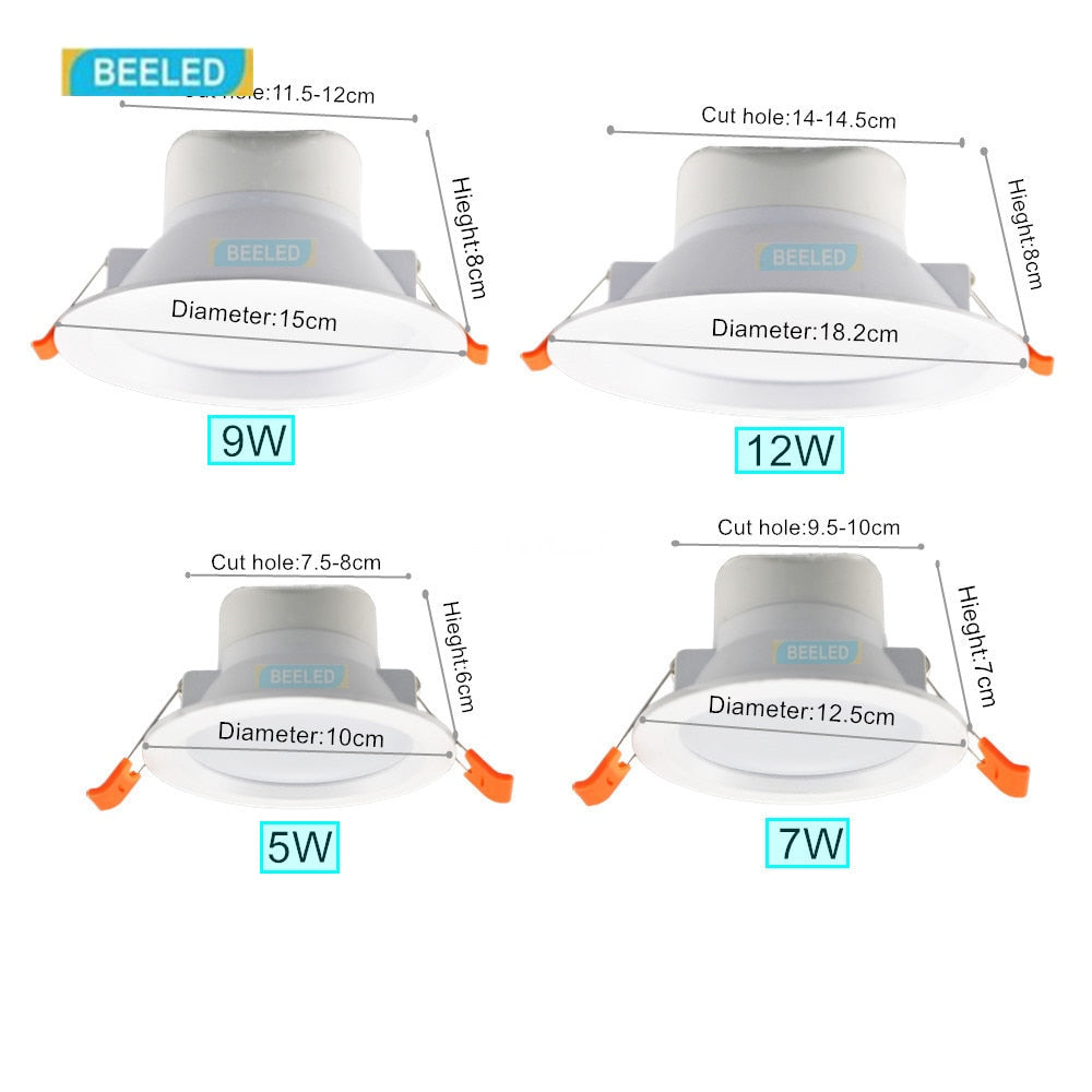 led downlight 6 pack 3W 5W 7W 9W 12W 15W LED downlights Recessed LED Ceiling light Spot Light Lamp white LED Bulb lamp  smd 5733