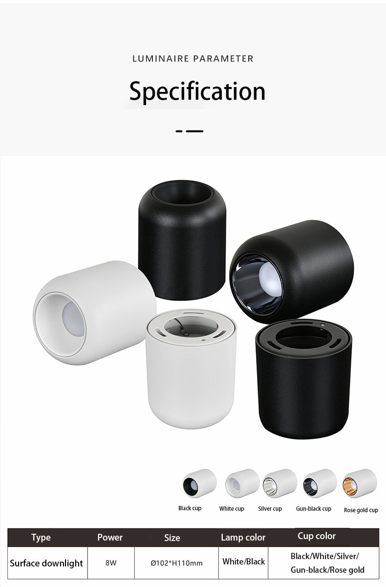 Saiyo Led Downlight Surface Mounted Lamp 110V 220V Ceiling lamp 8W Aluminum Down Light Bedroom Kitchen Indoor Lighting