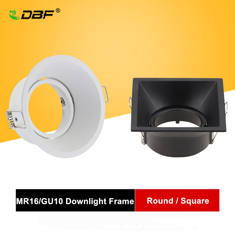 Anti-Glare Round/Square MR16/GU10 Housing Led Spot Light Bulb Holder Recessed Light Fixtures Downlight Frame