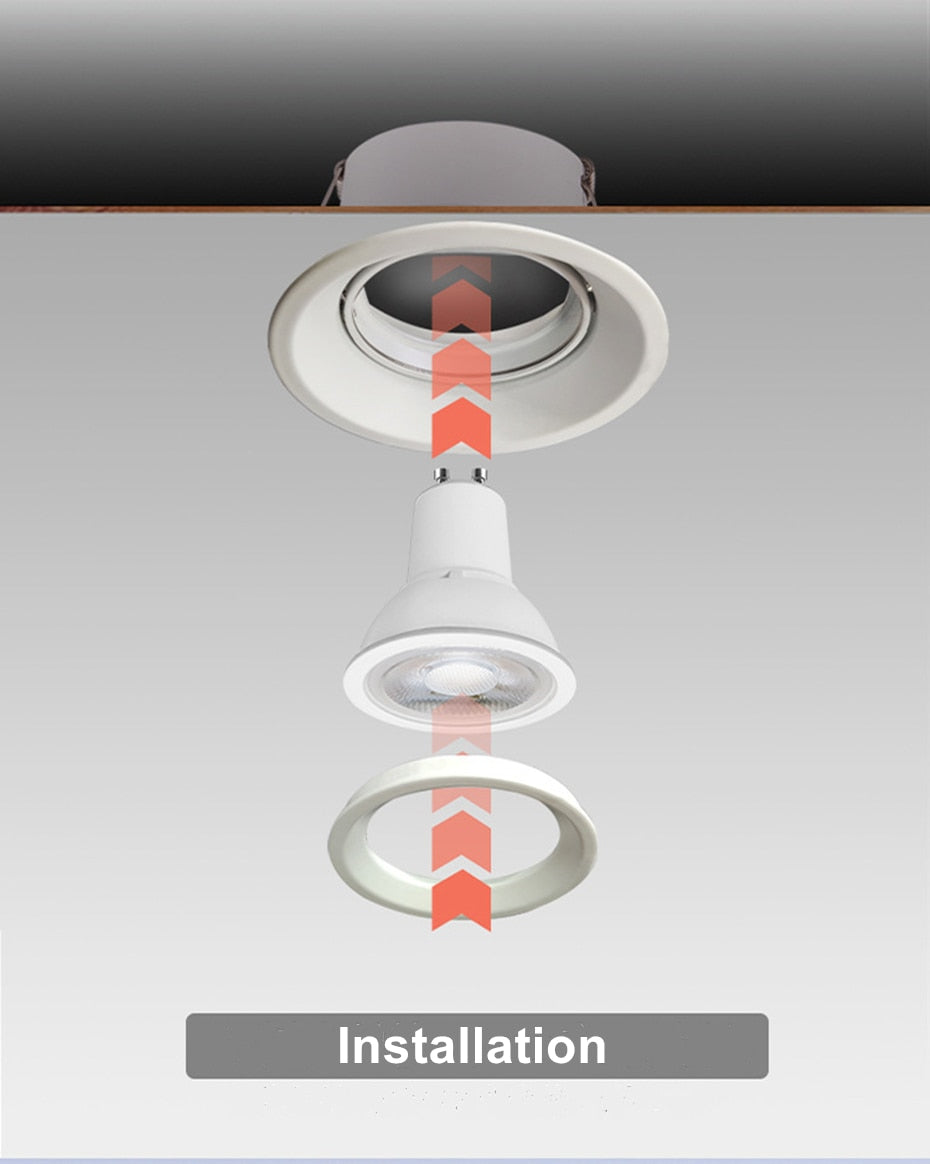 Anti-Glare Round/Square MR16/GU10 Housing Led Spot Light Bulb Holder Recessed Light Fixtures Downlight Frame