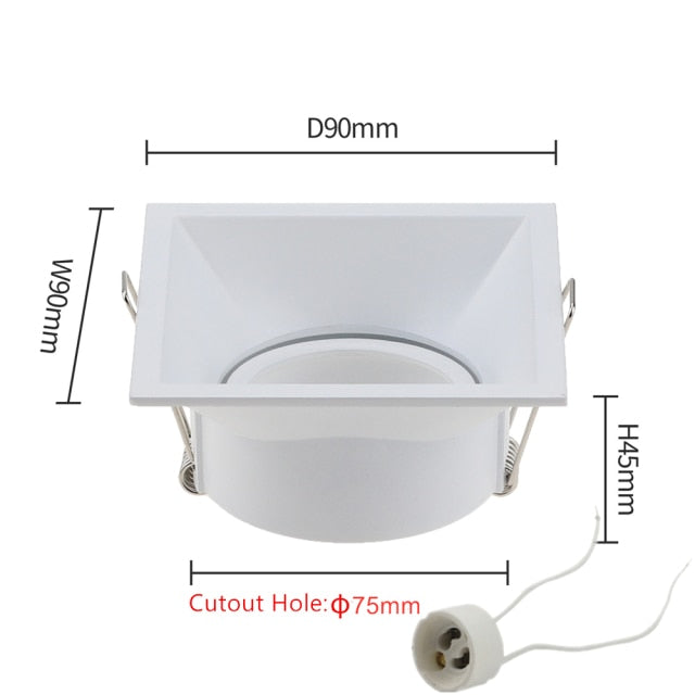 Anti-Glare Round/Square MR16/GU10 Housing Led Spot Light Bulb Holder Recessed Light Fixtures Downlight Frame