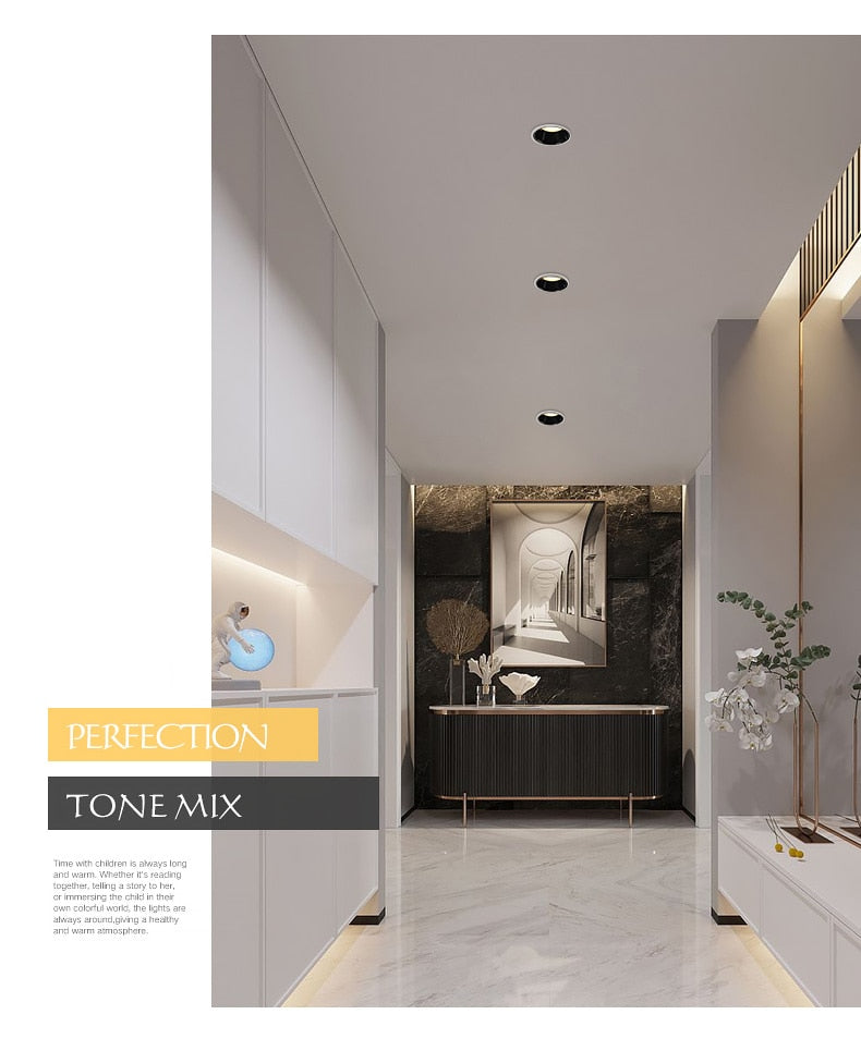 Saiyo Led spotlights Recessed Downlight 5W 7W 12W 15W No Flicker Deep Glare Round White Ceiling lamp Spots