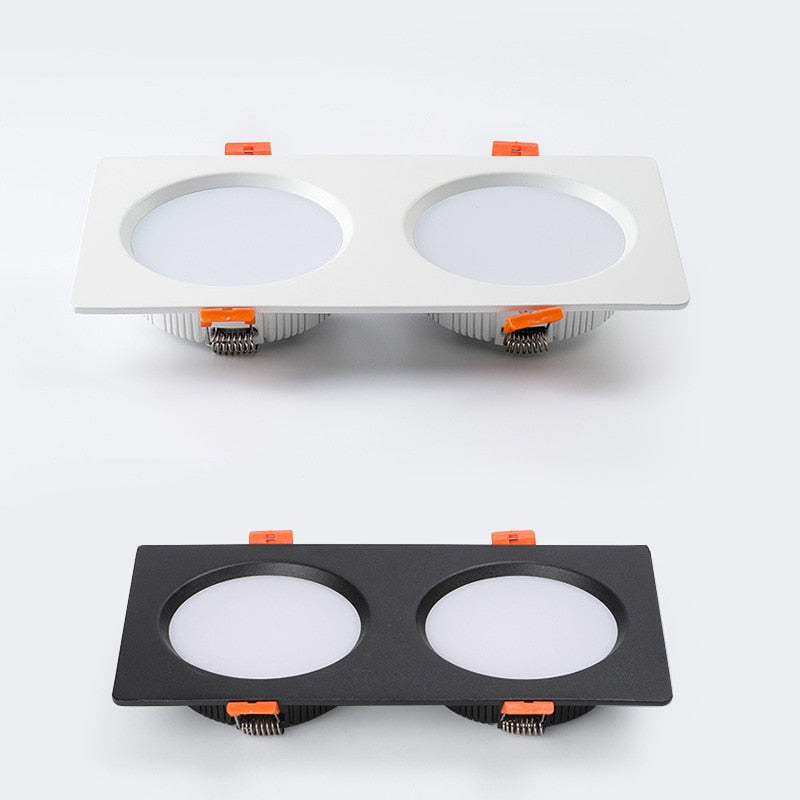 Square downlight Recessed LED Ceiling lamp Downlight 7W/9W/12W/2X7W/2X9W/2X12W White tBlack Kitchen indoor lighting Led lamp light
