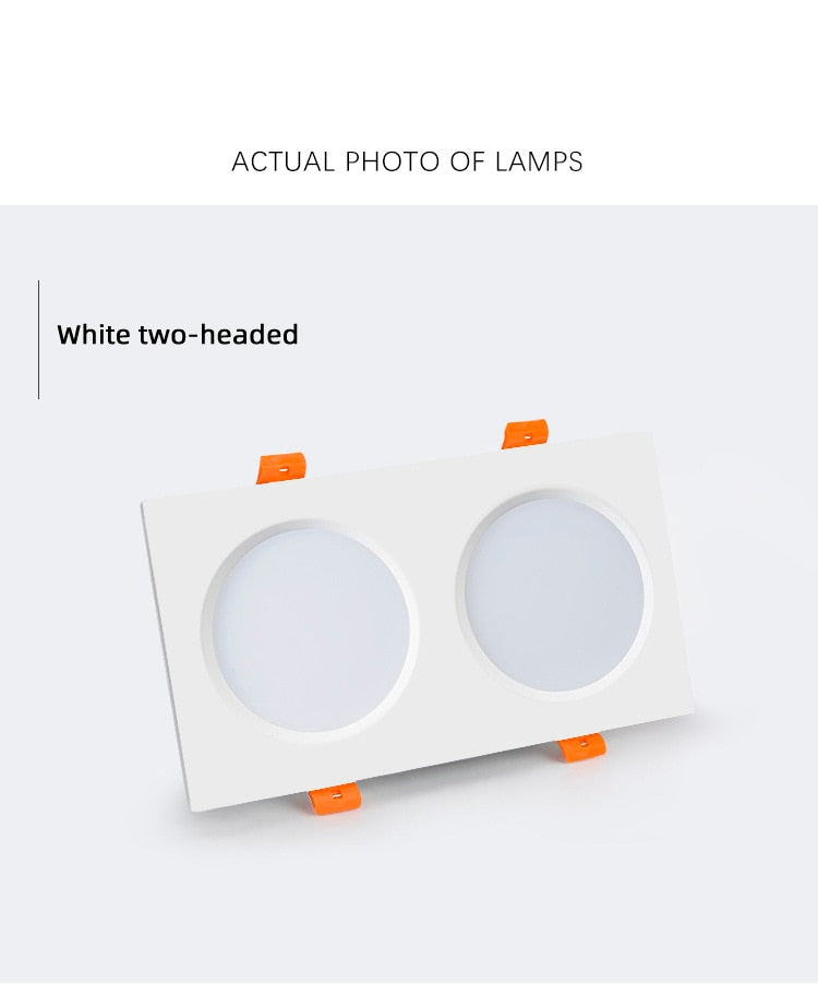 Square downlight Recessed LED Ceiling lamp Downlight 7W/9W/12W/2X7W/2X9W/2X12W White tBlack Kitchen indoor lighting Led lamp light