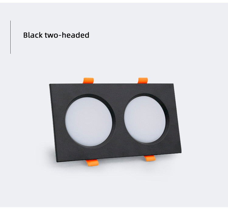 Square downlight Recessed LED Ceiling lamp Downlight 7W/9W/12W/2X7W/2X9W/2X12W White tBlack Kitchen indoor lighting Led lamp light