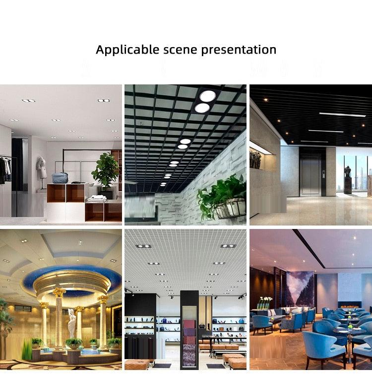 Square downlight Recessed LED Ceiling lamp Downlight 7W/9W/12W/2X7W/2X9W/2X12W White tBlack Kitchen indoor lighting Led lamp light