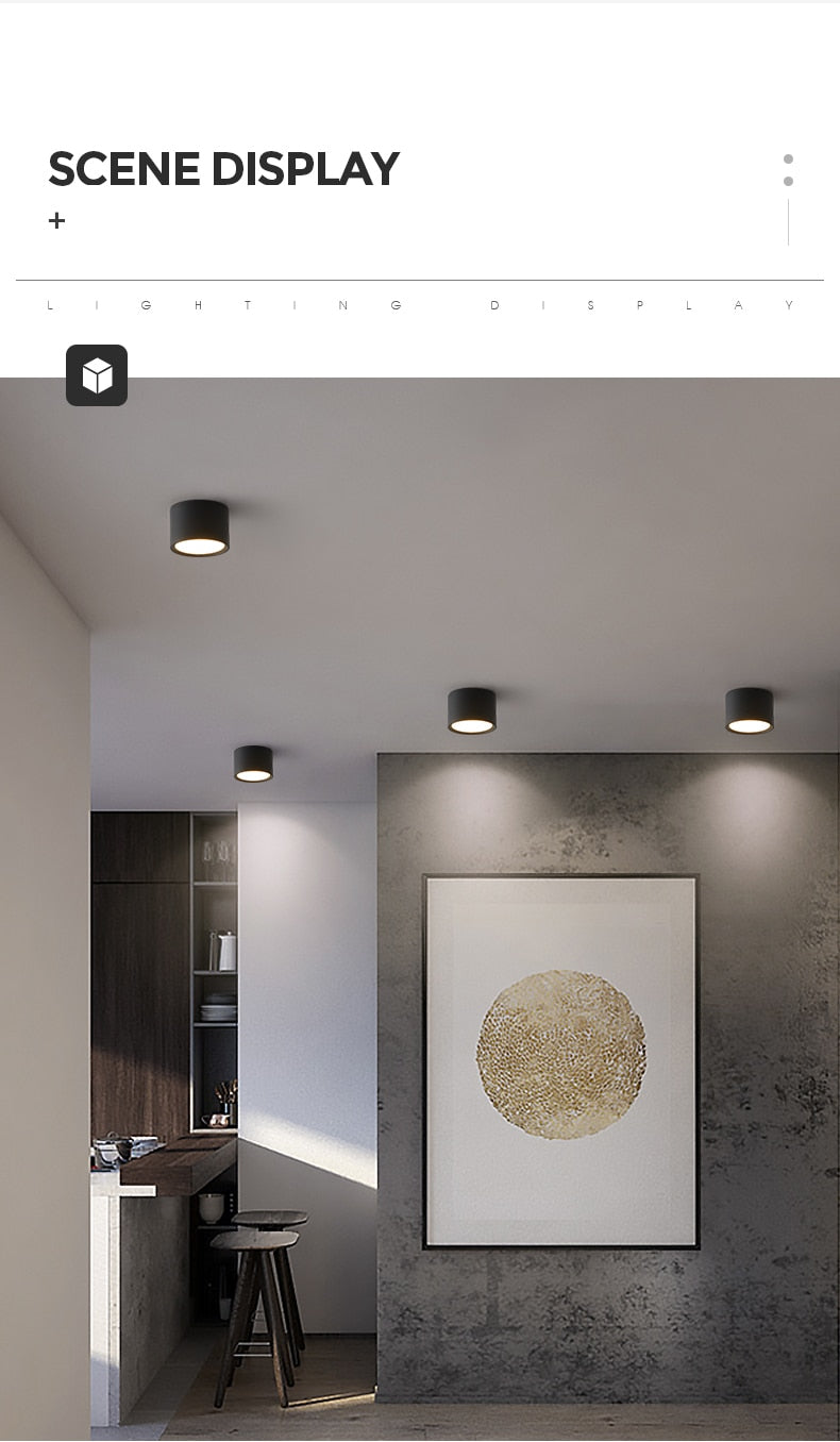 Led Surface Mounted Ceiling Downlight Aluminum 5W 9W 12W Spot Light for Foyer Living Room AC 90-260V Indoor Lighting