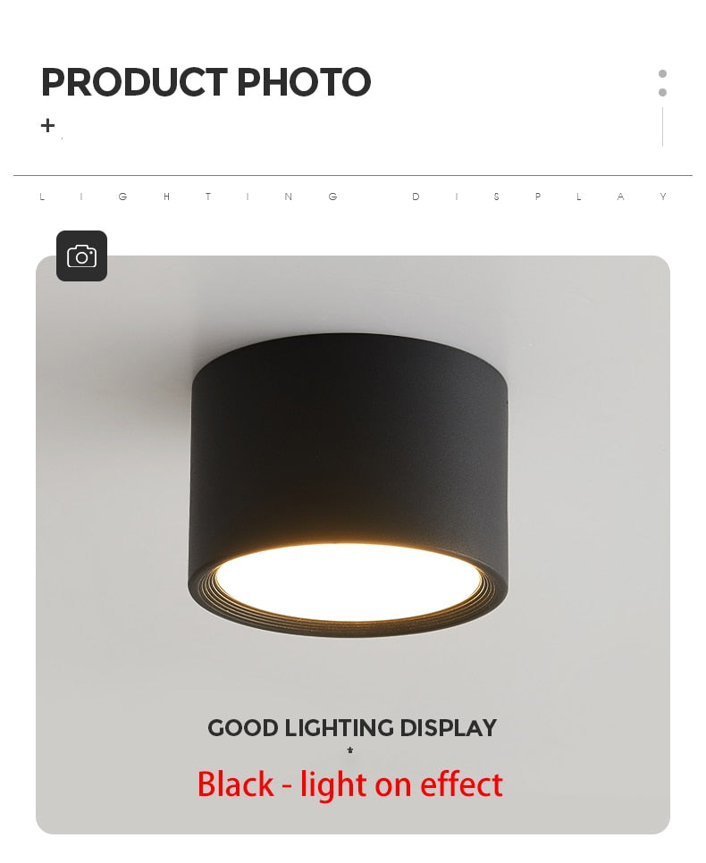 Led Surface Mounted Ceiling Downlight Aluminum 5W 9W 12W Spot Light for Foyer Living Room AC 90-260V Indoor Lighting