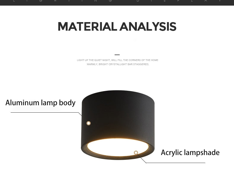 Led Surface Mounted Ceiling Downlight Aluminum 5W 9W 12W Spot Light for Foyer Living Room AC 90-260V Indoor Lighting