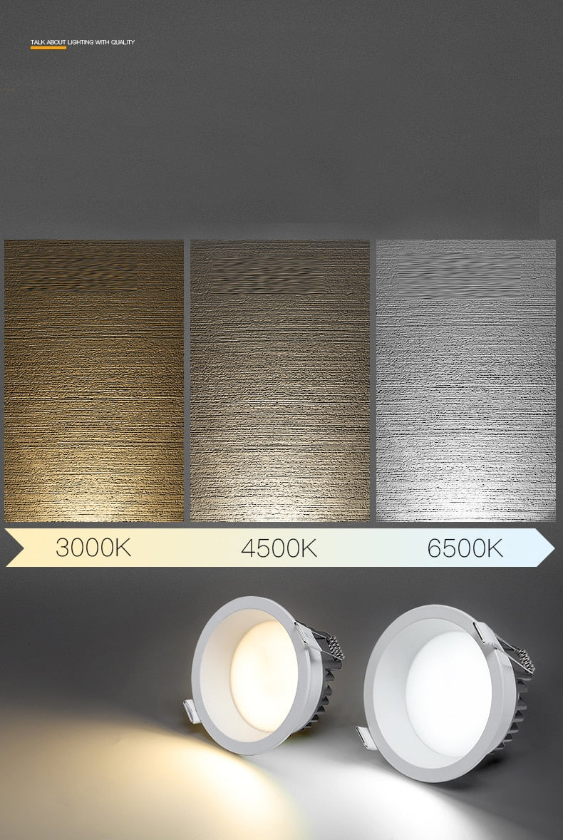 Saiyo Led Downlight 220v Ceiling Light 5W 7W 9W 12W Recessed Down light Round Led Panel Light 15W 18W Spotlight Indoor Lighting