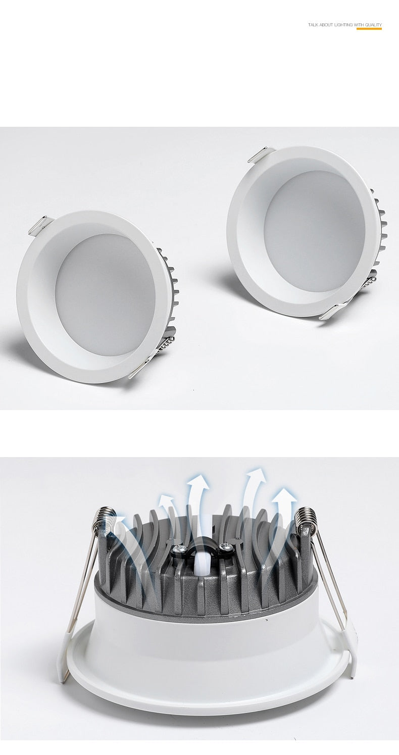 Saiyo Led Downlight 220v Ceiling Light 5W 7W 9W 12W Recessed Down light Round Led Panel Light 15W 18W Spotlight Indoor Lighting