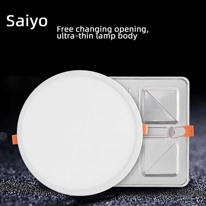 Ultra-Thin Square LED Panel Light 6W 8W 15W 20W Aluminum Round Ceiling Recessed Downlight Open Hole Adjustable AC85-265V 220V