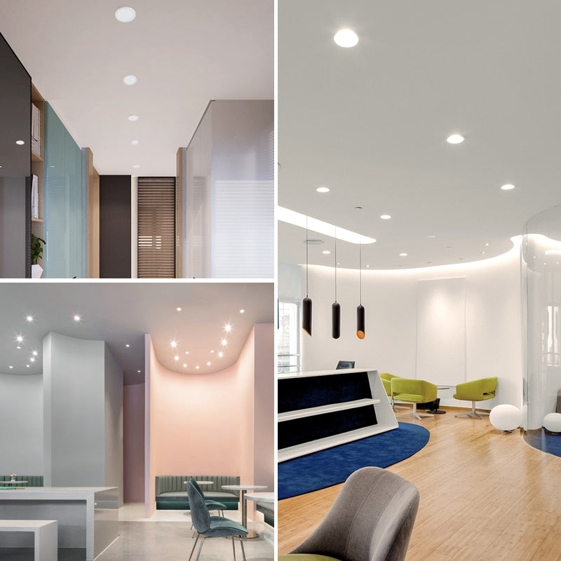 Ultra-Thin Square LED Panel Light 6W 8W 15W 20W Aluminum Round Ceiling Recessed Downlight Open Hole Adjustable AC85-265V 220V