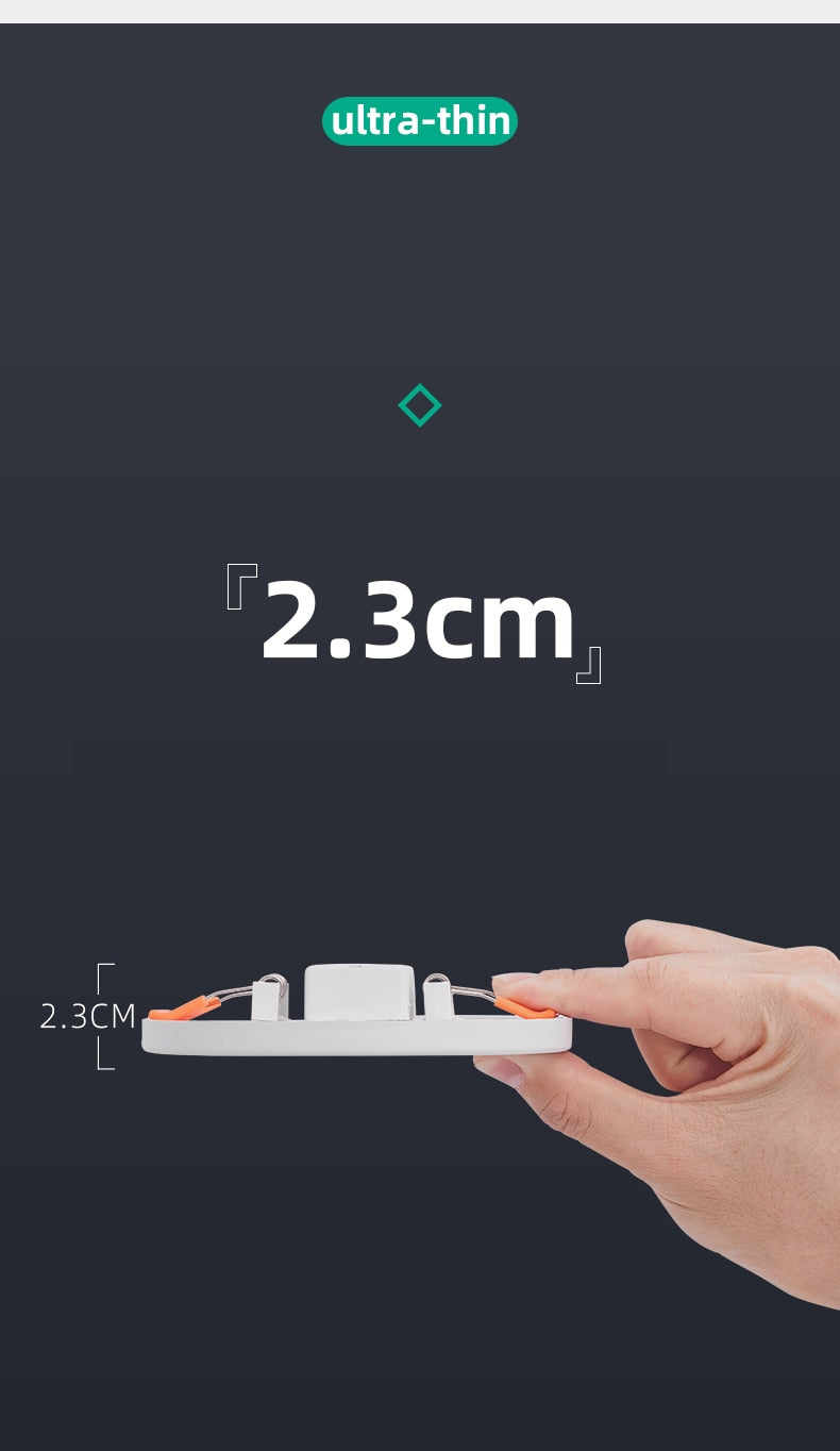 Ultra-Thin Square LED Panel Light 6W 8W 15W 20W Aluminum Round Ceiling Recessed Downlight Open Hole Adjustable AC85-265V 220V