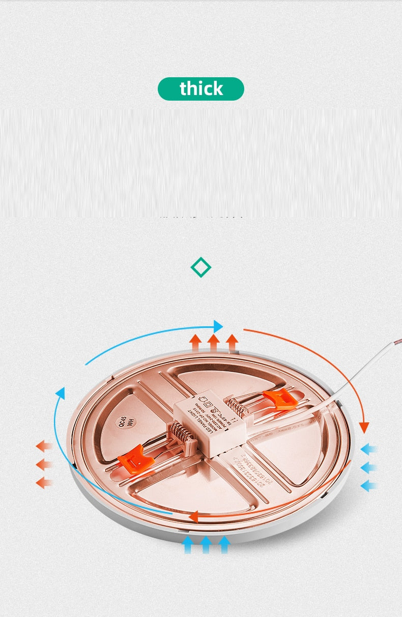 Ultra-Thin Square LED Panel Light 6W 8W 15W 20W Aluminum Round Ceiling Recessed Downlight Open Hole Adjustable AC85-265V 220V