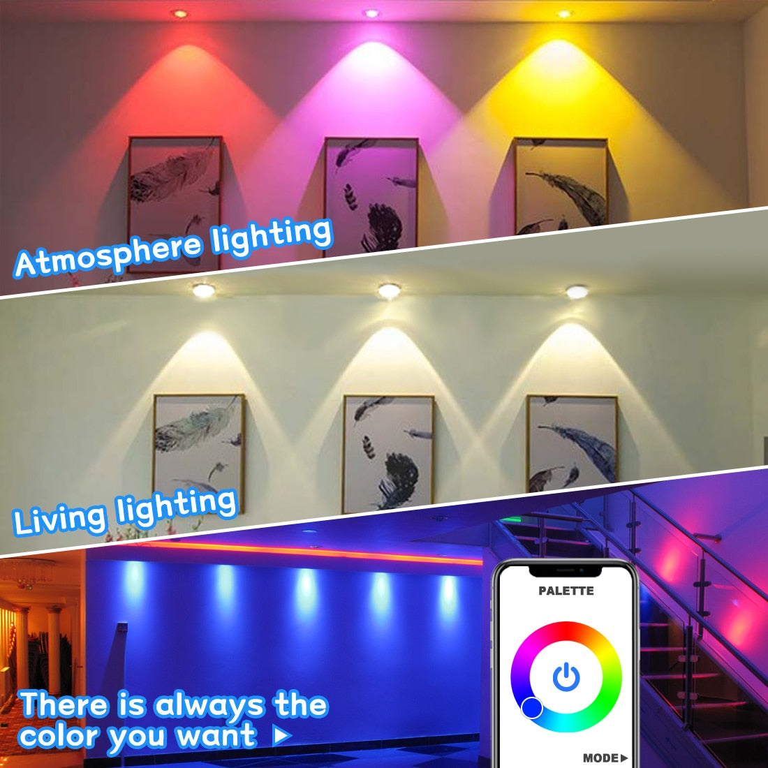 LED Downlights Bluetooth Ceiling Lamp 7W LED Spot Light AC90V-240V Recessed Round RGB Light Timed Dimmable bathroom bedroom
