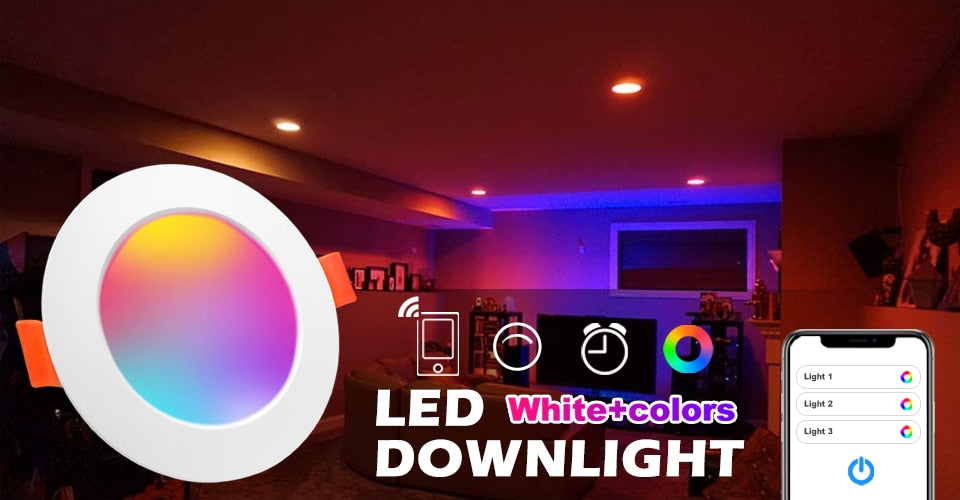 LED Downlights Bluetooth Ceiling Lamp 7W LED Spot Light AC90V-240V Recessed Round RGB Light Timed Dimmable bathroom bedroom