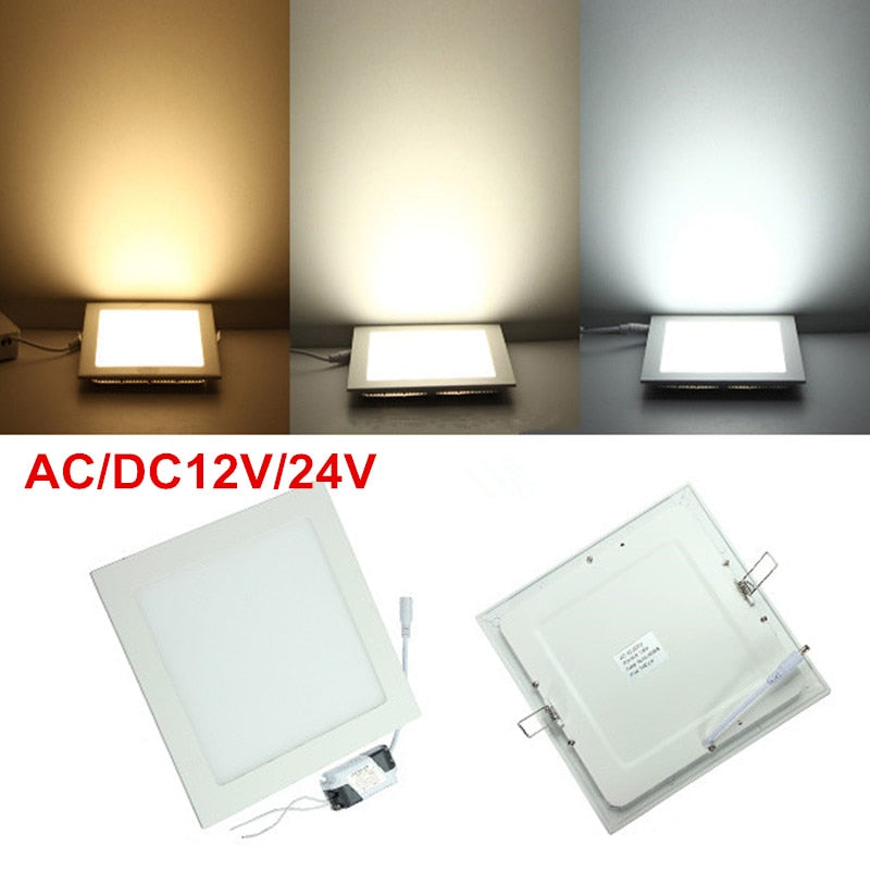 LED downlight 3W/6W/9W/12W/15W/25W Square LED panel Ceiling Recessed Light bulb lamp AC/DC12V- 24V with drive