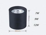 Round Dimmable COB LED Downlights 7W 9W 12W LED Ceiling Spot lights AC85~265V LED Ceiling Lamps Warm/Cold White Indoor Lighting