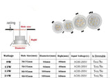 9W 12W LED Downlight Dimmable Warm White Nature White Pure White Recessed LED Lamp Spot Light AC85-265V
