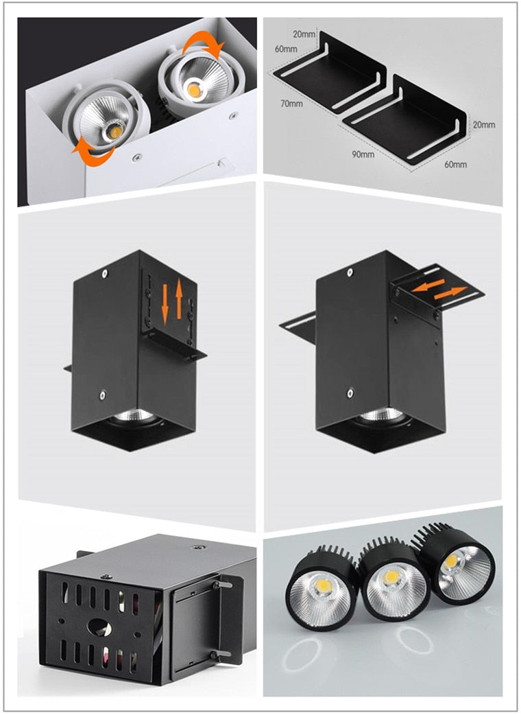 Square Surface Mounted Dimmable COB LED Downlights 10W 20W LED Ceiling Spot Lights AC85~265V LED Ceiling Lamps Indoor Lighting