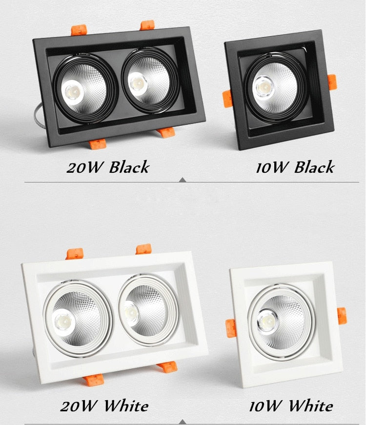 LED Downlights 10w 20w Surface Mounted dimmable LED Ceiling Lamps Spot Light square Rotation LED Downlights