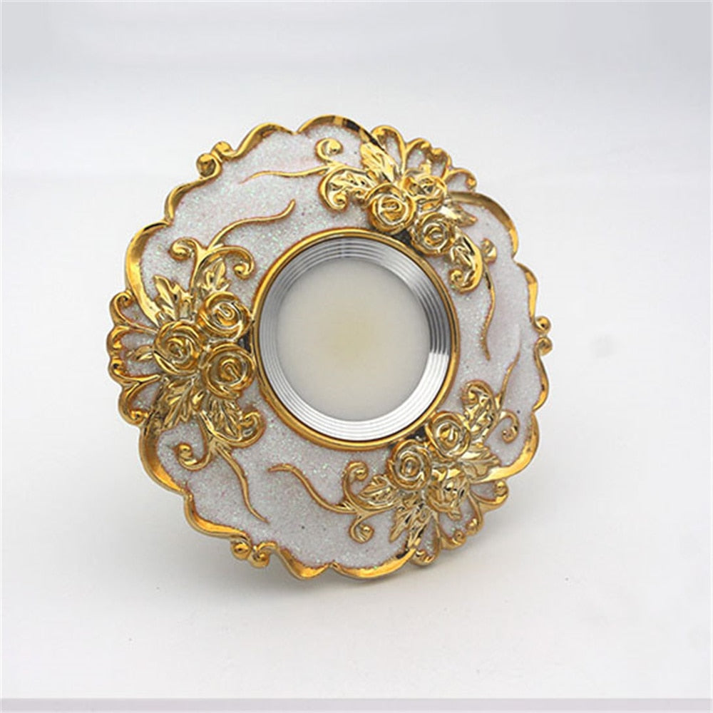 European Large Size Resin Grey Gold Flower Led Downlight 14Cm Diameter Living Room Hallway Corridor Aisle Ceilings Recessed Lamp
