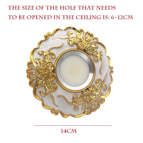 European Large Size Resin Grey Gold Flower Led Downlight 14Cm Diameter Living Room Hallway Corridor Aisle Ceilings Recessed Lamp