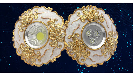 European Large Size Resin Grey Gold Flower Led Downlight 14Cm Diameter Living Room Hallway Corridor Aisle Ceilings Recessed Lamp