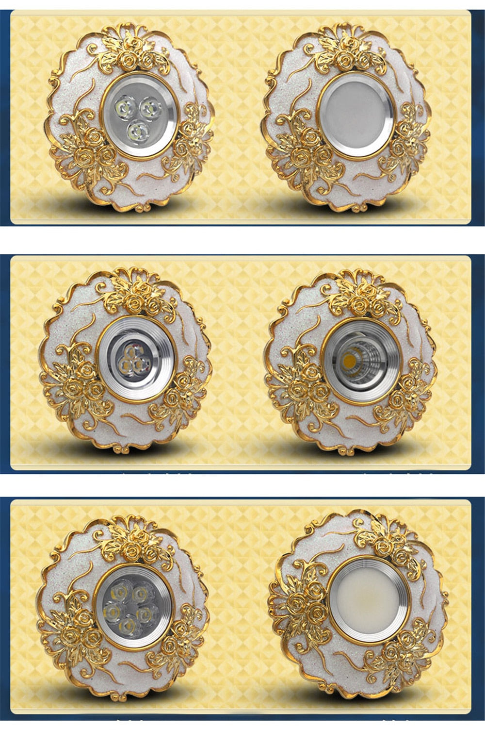 European Large Size Resin Grey Gold Flower Led Downlight 14Cm Diameter Living Room Hallway Corridor Aisle Ceilings Recessed Lamp