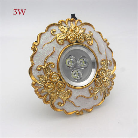European Large Size Resin Grey Gold Flower Led Downlight 14Cm Diameter Living Room Hallway Corridor Aisle Ceilings Recessed Lamp
