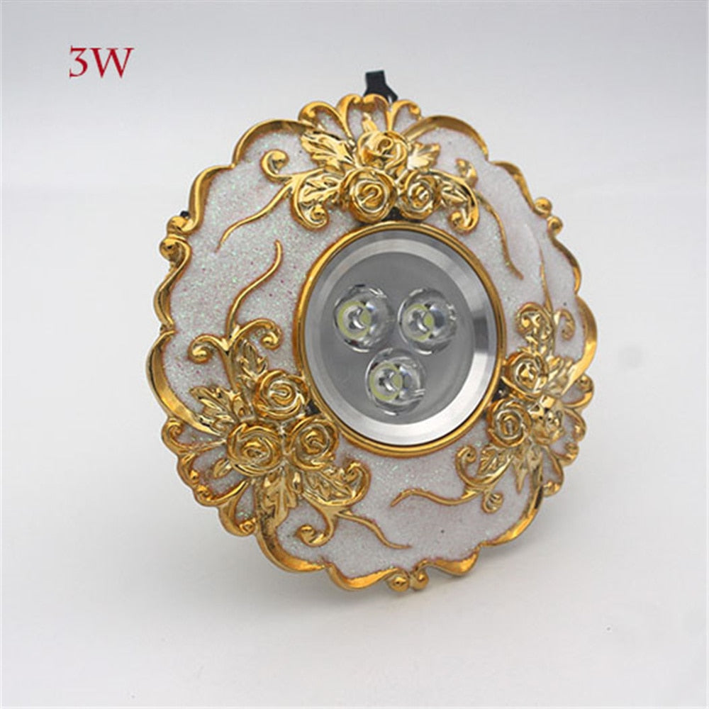 European Large Size Resin Grey Gold Flower Led Downlight 14Cm Diameter Living Room Hallway Corridor Aisle Ceilings Recessed Lamp