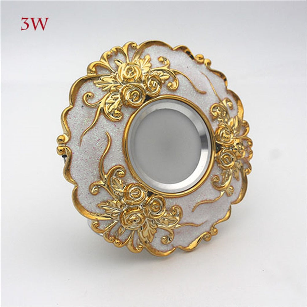 European Large Size Resin Grey Gold Flower Led Downlight 14Cm Diameter Living Room Hallway Corridor Aisle Ceilings Recessed Lamp