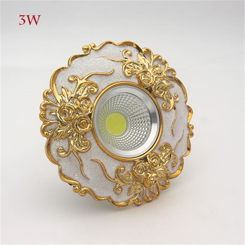 European Large Size Resin Grey Gold Flower Led Downlight 14Cm Diameter Living Room Hallway Corridor Aisle Ceilings Recessed Lamp