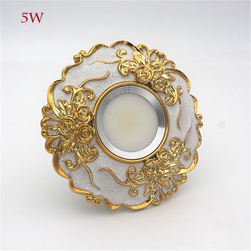 European Large Size Resin Grey Gold Flower Led Downlight 14Cm Diameter Living Room Hallway Corridor Aisle Ceilings Recessed Lamp