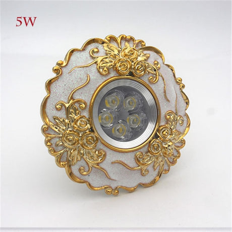 European Large Size Resin Grey Gold Flower Led Downlight 14Cm Diameter Living Room Hallway Corridor Aisle Ceilings Recessed Lamp