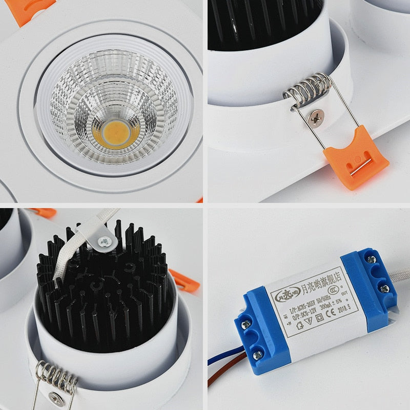 Square Recessed Dimmable COB LED Downlights 10W 14W 20W 24W LED Ceiling Lamps AC85~265V LED Ceiling Spot Lights Indoor Lighting