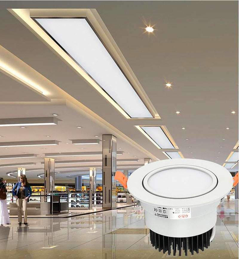 Round Dimmable Downlights 5W 7W 9W 12W 15W 18W LED Ceiling lamp recessed COB Ceiling Spot lights ac85-265V LED Indoor Lighting