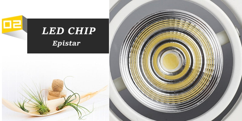 Square Dimmable Recessed COB LED Downlights 10W 20W 30W LED Ceiling Lamps AC85~265V LED Ceiling Spot Lights Indoor Lighting