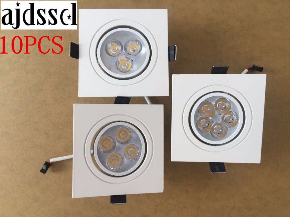 Dimmable Led downlight light Ceiling 10pcs square Spot Light 6w 8w 10w ac 85-265V ceiling recessed Lights Indoor Lighting