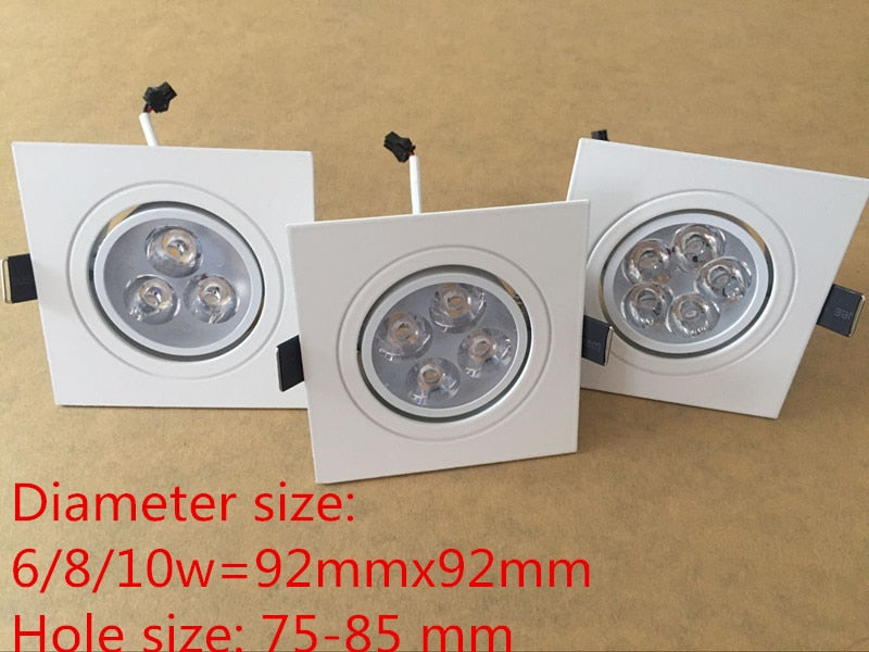 Dimmable Led downlight light Ceiling 10pcs square Spot Light 6w 8w 10w ac 85-265V ceiling recessed Lights Indoor Lighting