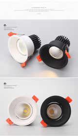 Dimmable LED Downlight 7W 10W 12W 85-265V COB LED DownLights Dimmable COB Spot Recessed Down light Light Bulb white body